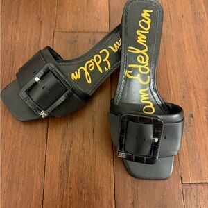 Sam Edelman Black Buckle Mules